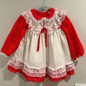 Vintage Winnie the Pooh Sears Polkadot Dress Baby Girl Size Large